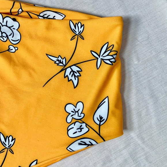 Other - Yellow Floral High Waisted Bathing Suit Bottom